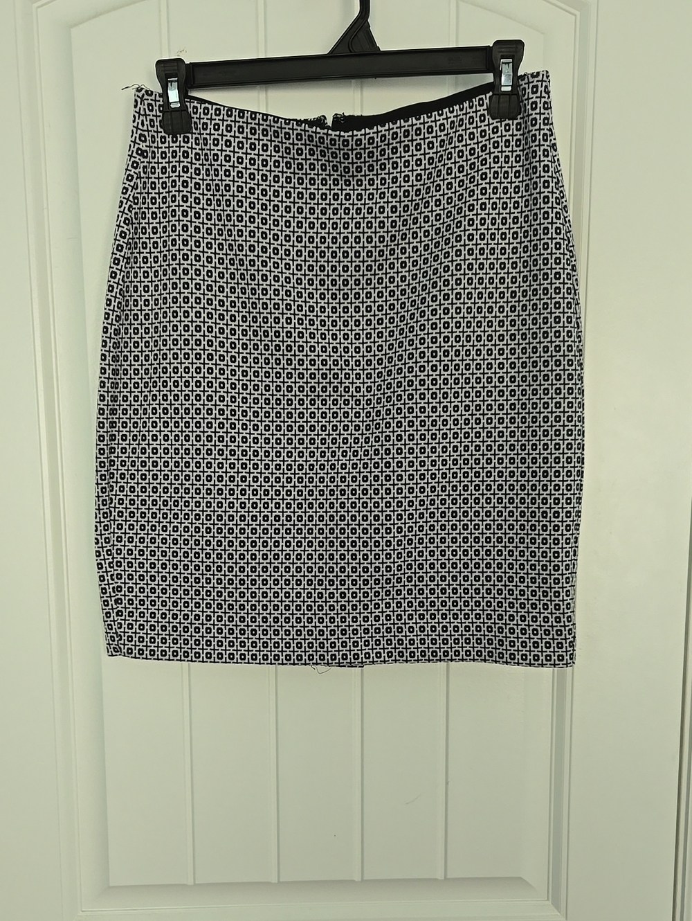 Navy Blue & White Geometric Pencil Skirt - Classic Women's Skirt
